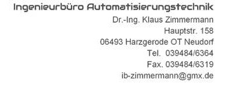 Ingenieurbüro Automatisierungstechnik, Dr.-Ing. Klaus Zimmermann
